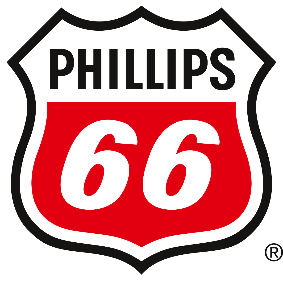 Phillips 66 logo, depicted with the numbers '66' and a shield design.