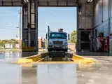 Truck in oil changing bay